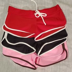 NEW booty dolphin shorts 3 pair Red Black Pink M